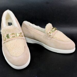 ALBERTO CICCIOLI 🇮🇹 WOMEN'S SUEDE & FUR COMFORT WINTER FLAT LOAFERS